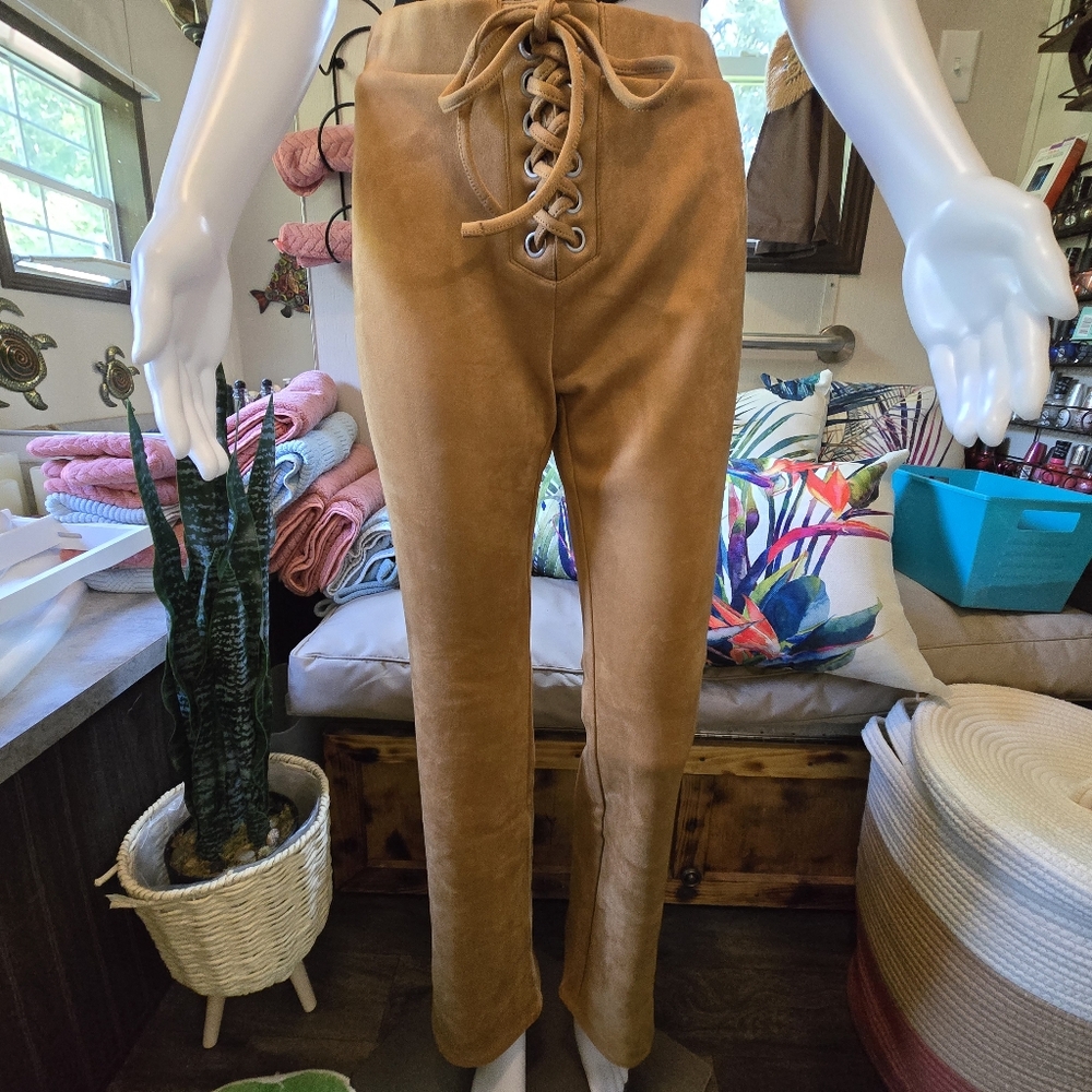 NWT! Faux Suede Laced Pants